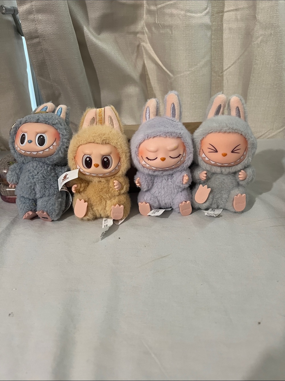 Plush Bunny Costume Small Pet Toy - Gray and Cream Assorted